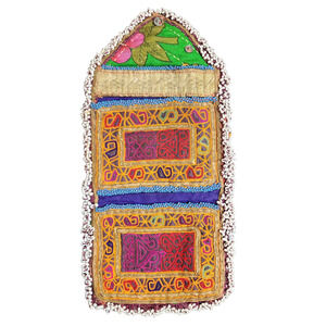 Kuchi Embroidered Pouch Wallet Afghan Handmade Beaded Snap Multicolor